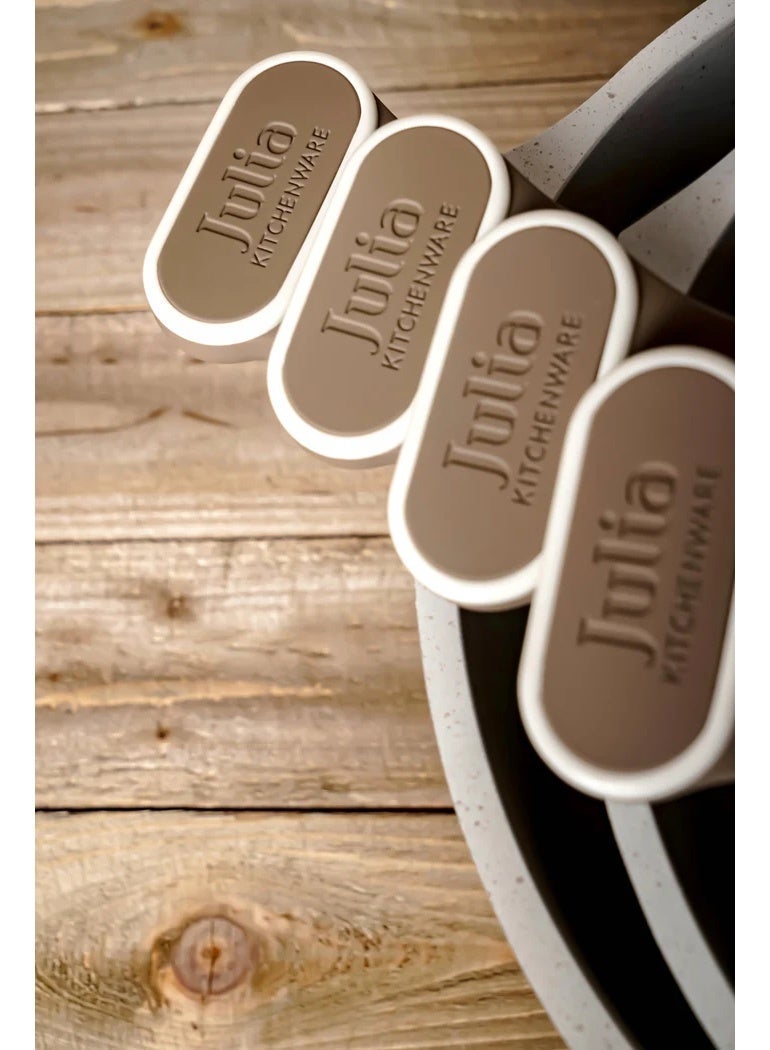 جوليا طقم أواني طهي جوليا  إيليت بروف  8 قطع مع أغطية - بُني - جرانيت بيج غير لاصق - يدعم الحث الحراري - Image 5